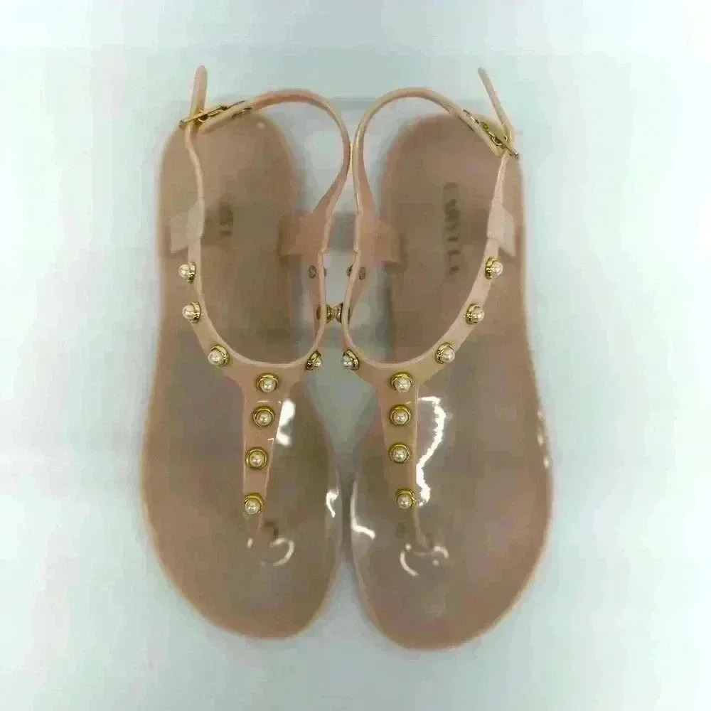 CARVELA GOLDIE PEARLY STUD JELLY SANDALS KIDS PEARL EMBELLISHED SIZE 3